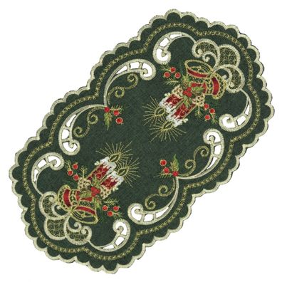 Deckchen Weihnachten Oval 22x37 Dunkelgrün Tischdecke Tischläufer Untersetzer