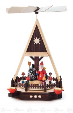 Pyramide mit Kindern, Weihnachtsmann und Schneemann für Kerzen 20cmx33,5cmx19cm