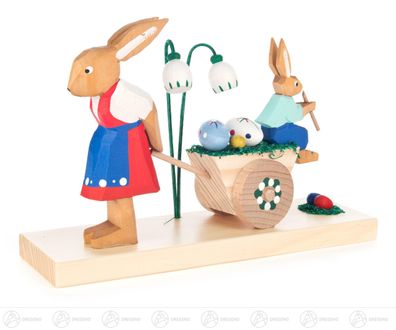 Ostern &amp; Frühjahr Osterkarren BxHxT 17 cmx12 cmx5,5 cm NEU Erzgebirge Osterhase