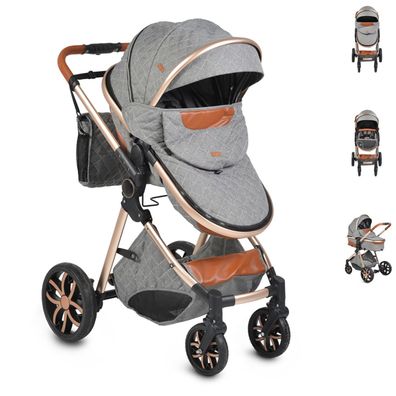 B-Ware Moni Kinderwagen Alma Sportsitz Tragetasche umbaubar Tasche dunkelgrau