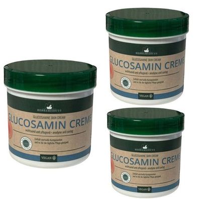 3x 250 ml Herbamedicus Glucosamin Creme wohluend und pflegend