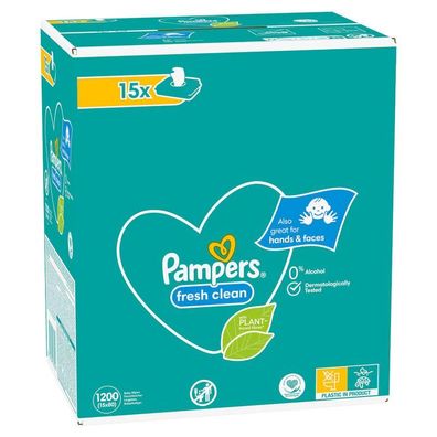 Pampers® 8001841078496 Feuchttücher fresh clean 1-lagig weiß, 1.200 St