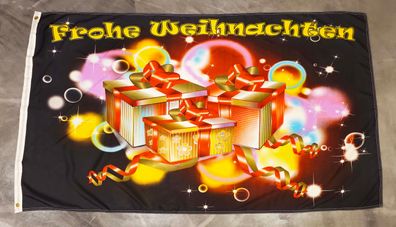 Fahne Flagge Frohe Weihnachten Päckchen Geschenke - 90 x 150 cm