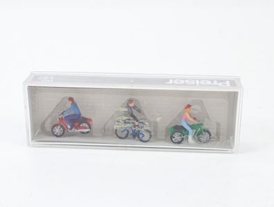 Preiser H0 10126 Figurenset 3-tlg. Mokickfahrer Radfahrer