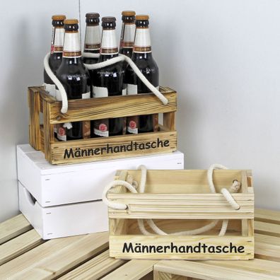 Männerhandtasche aus Holz - Bierträger Flaschenträger Getränketräger