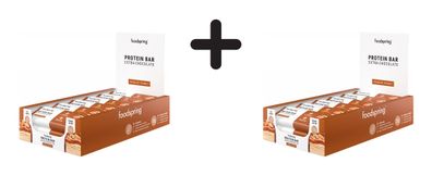 2 x foodspring Protein Bar Extra Chocolate (12x45g) Crunchy Peanut