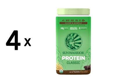 4 x Sunwarrior Protein Classic Organic (750g) Chocolate