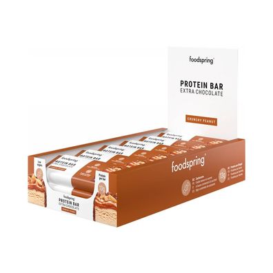 foodspring Protein Bar Extra Chocolate (12x45g) Crunchy Peanut