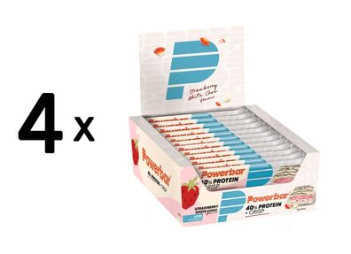 4 x Powerbar 40% Protein + Crisp Bar (12x40g) Strawberry White Choc