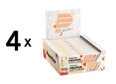 4 x Powerbar Protein Soft Layer Bar (12x40g) White Chocolate Strawberry