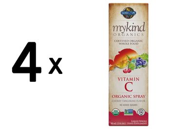 4 x Mykind Organics Vitamin C Spray, Cherry-Tangerine - 58 ml