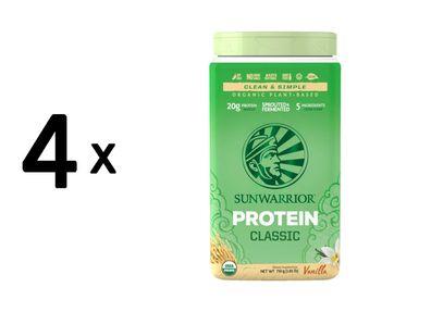 4 x Sunwarrior Protein Classic Organic (750g) Vanilla