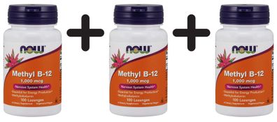 3 x Methyl B-12, 1000mcg - 100 lozenges