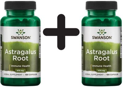 2 x Astragalus Root, 470mg - 100 caps