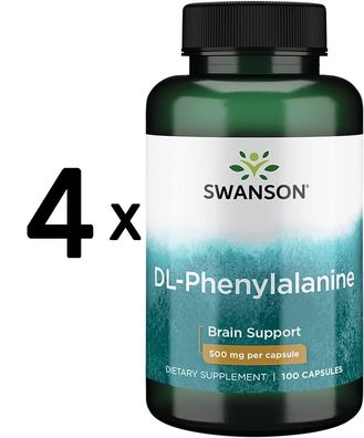 4 x DL-Phenylalanine, 500mg - 100 caps