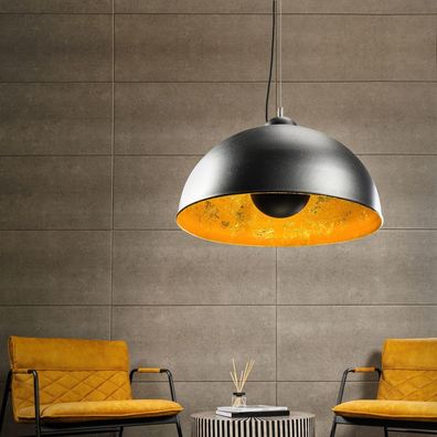 cagü: Design Hängelampe SPOT Schwarz-Gold 55cm Edelstahl Aluminium Blattgold