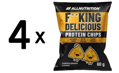 4 x Fitking Delicious Protein Chips, Cheese and Onion - 60g