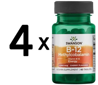 4 x Vitamin B-12 (Methylcobalamin), Cherry - 60 tabs