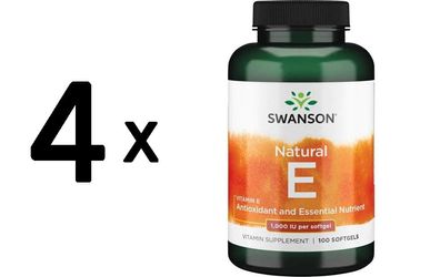 4 x Vitamin E, 1000 IU - 100 softgels