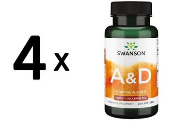 4 x Vitamins A & D - 250 softgels