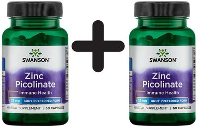 2 x Zinc Picolinate Body Preferred Form, 22mg - 60 caps