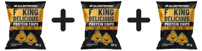 3 x Fitking Delicious Protein Chips, Cheese and Onion - 60g