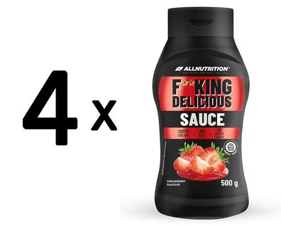 4 x Fitking Delicious Sauce, Strawberry - 500g