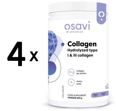 4 x Osavi Collagen Hydrolyzed, Type I & III - 600g
