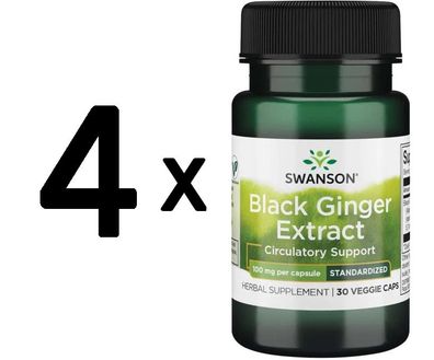 4 x Black Ginger Extract, 100mg - 30 vcaps