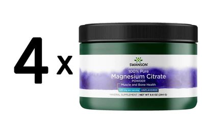 4 x Magnesium Citrate Powder, 100% Pure - 227g