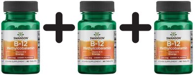 3 x Vitamin B-12 (Methylcobalamin), Cherry - 60 tabs