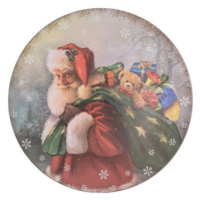 Clayre & Eef Unterteller Ø 40 cm Rot Grün Kunststoff Rund Weihnachtsmann