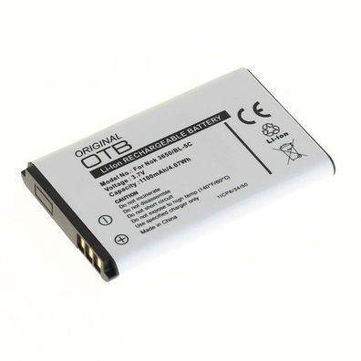 OTB - Ersatzakku kompatibel zu Nokia BL-5C / BL-5CA - 3,7 Volt 1100mAh Li-Ion