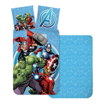 Avengers Baby- / Kleinkinder Bettwäsche in Blau | Superhelden-Motiv