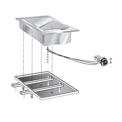 Gastro Inox Einbau-Grillplatte aus Edelstahl und Stahl 425x600x180mm