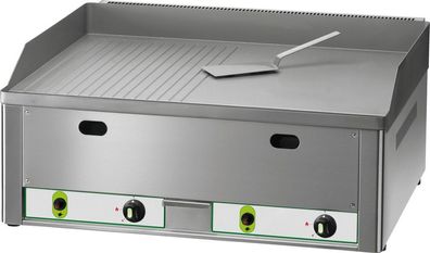 Gas-Grillplatte 8Kw 2 Heizzonen 1/2 Glatt + 1/2 Gerillt