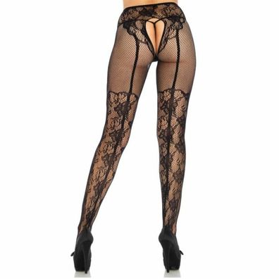 LEG AVENUE Stocking Flowers DESIGN BACK Crothless ONE SIZE