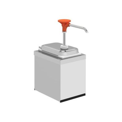 Kalando Edelstahl-Saucen-Dispenser mit orangefarbenem Druckknopf, 1,9 Liter, mit