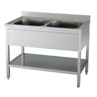 KBS Spültisch 1200x700x850 mm mit Aufkantung 2 Becken mit Grundboden
