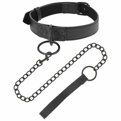 Darkness THIN BLACK FULL COLLAR WITH LEASH