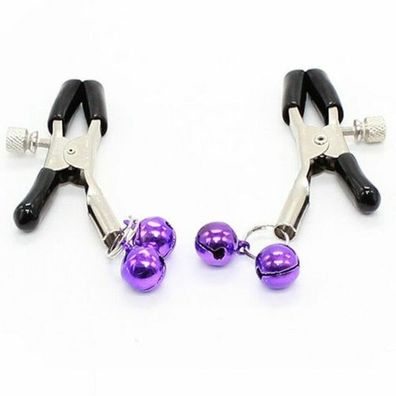 OHMAMA FETISH DOUBLE BELLS NIPPLE CLAMPS - PURPLE