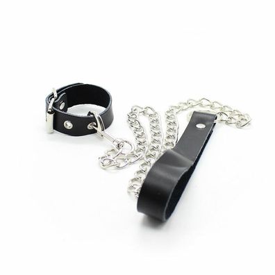 OHMAMA Restraint Leather Necklace AND Metallic CHAIN