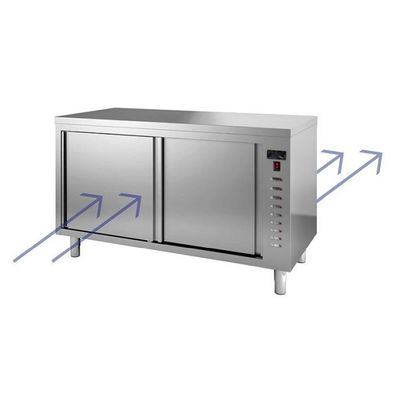 Gastro-Inox Durchreiche-Arbeitsschrank beheizt mit Schiebetüren 1600x700x880mm