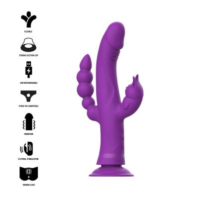 Casanova Vibrator RABBIT Silikon Dreifach MOTOR LILA