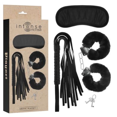 Intense FETISH - Erotisches Playset 1 MIT Handschellen, BLINDE MASKE UND Flogger