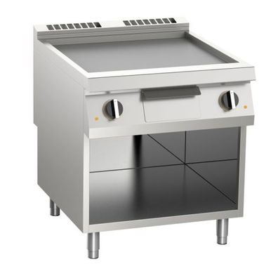 Elektro-Grillplatte Glatt Verchromt 10,8Kw 2 Heizzonen Offener Unterbau