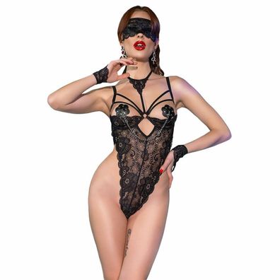 Chilirose - Cr 4488 Bodysuit Spitze Schwarz S/M