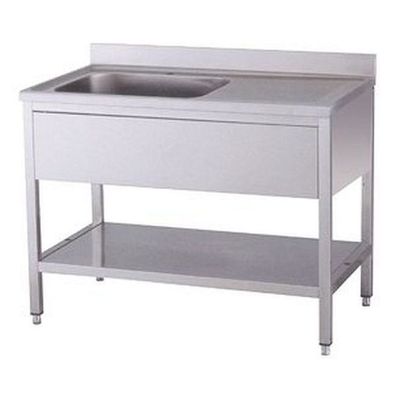 KBS Spültisch 1200x600x850 mm mit Aufkantung 1 Becken links mit Grundboden
