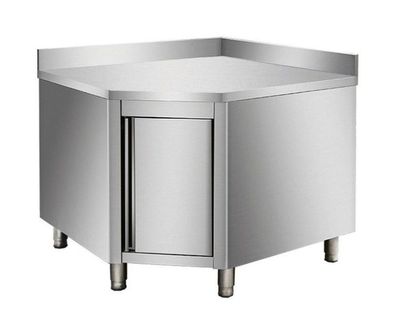 Arbeitsschrank Aus Edelstahl, Mit Aufkantung, Eckmodul 700Er Bautiefe