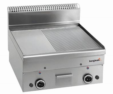 Bergman Profilline Plus 600 Gas-Grillplatte 2/3 Glatt 1/3 Gerillt - Verchromt